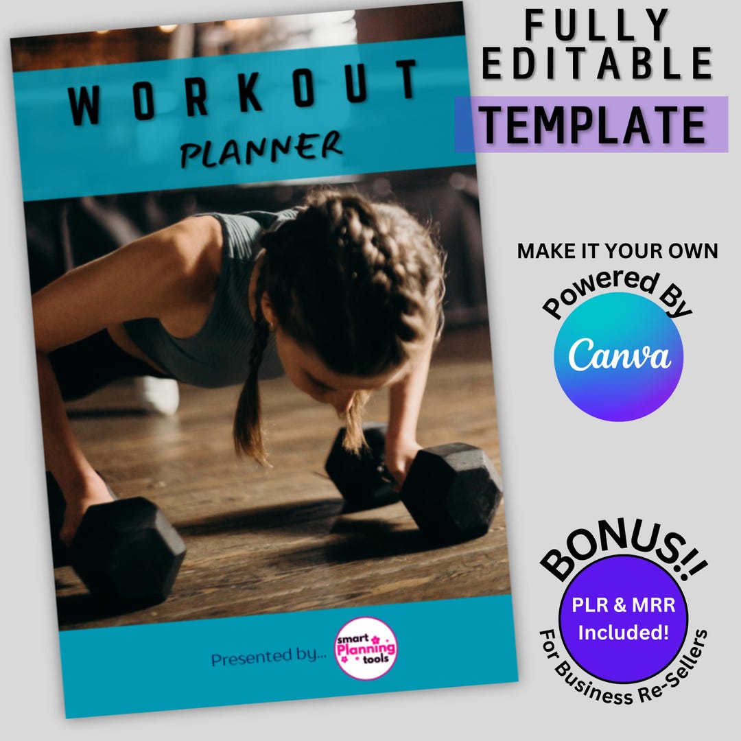 Workout Planner Printable and Fully Editable Template | Daily, Weekly ...