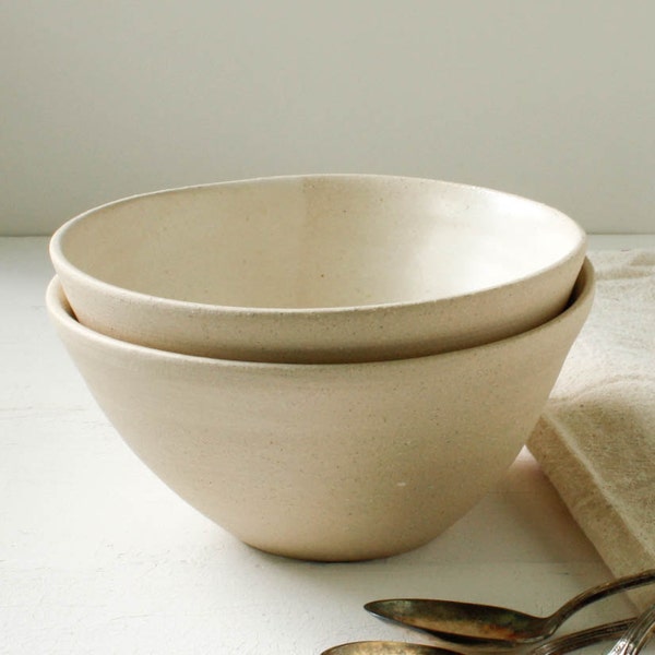 Sale Two Ivory and Buff Stoneware Bowl Set
