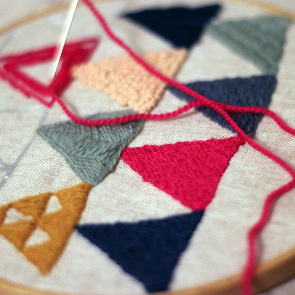 LAST ONE! Embroidery Craft Kit - Geometric Sampler - DIY Crewel Embroidery