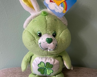 Rare Care Bear Sonderedition Osterhase Good Luck Bear, Sammlerserie zum 20-jährigen Jubiläum, mit Tags, Carlton Cards 2003 10 ”groß