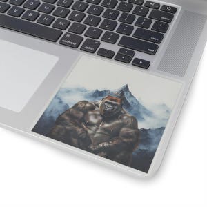 Mountain King Gorilla Kiss-Cut Stickers | Unique Laptop Decals, Wild Animal Art, Gift for Nature Lovers, Sticker Pack, Cool Decor
