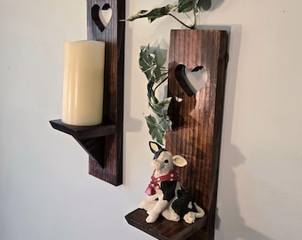 Wood candle holder, rustic wall decor, sconce, wall candle holder, candle holder, heart, rustic Farmhouse decor, gift for her, Wall hanging
