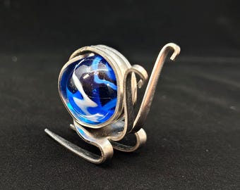 Fork and Marble Snail // Fork Bug // Flatware Bug // Flatware Snail // Metal Snail