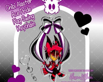 Chibi Alastor Ace Pride Flag Swing Keychain