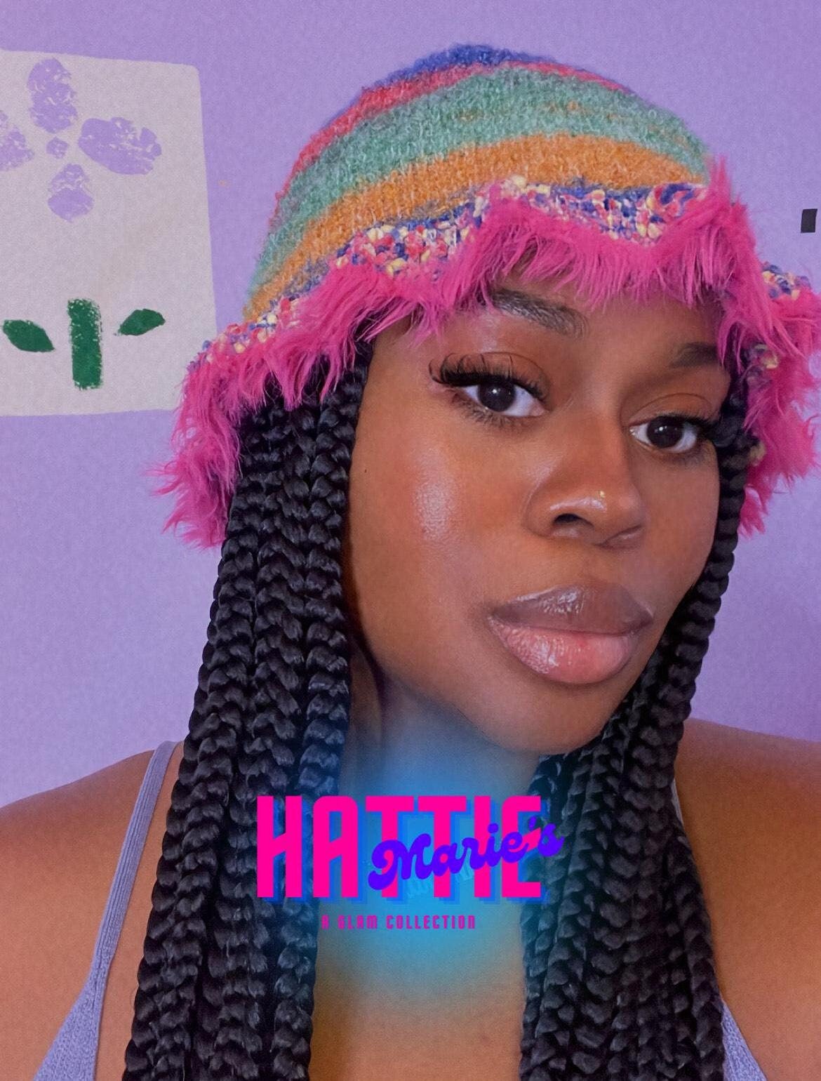 Pink Y2K Knit Bucket Hat - Etsy display picture 3