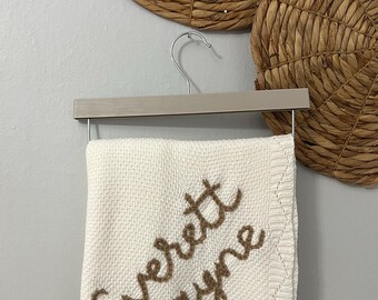 Hand Embroidered Baby name blanket
