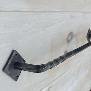 Unique Handcrafted Towel Bar with Twist Design - Metal Bathroom Decor