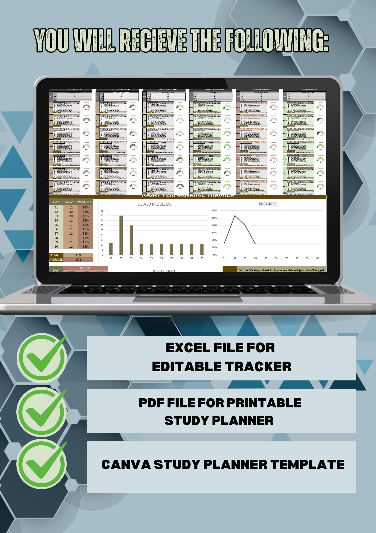 Study Tracker Excel for Engineering, Study Planner, Canva Template ...
