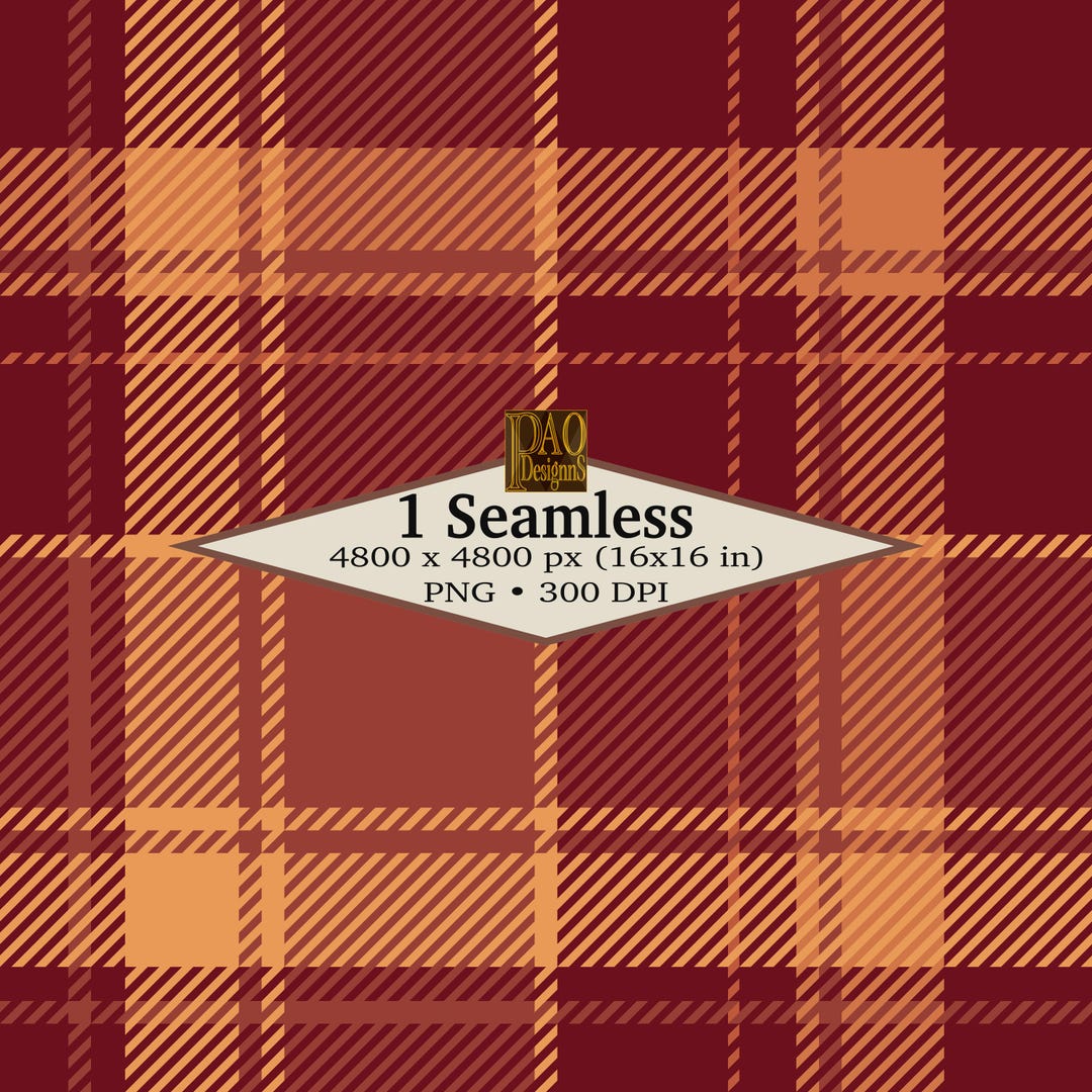Sunset Ember Plaid Seamless Pattern, Tartan Checked Fabric Design (PNG ...