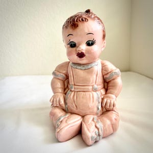 Vintage Ceramic Baby Planter | Pink Nursery Decor | Mid-Century Pottery