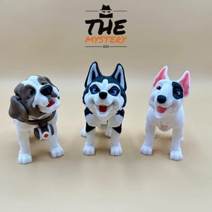 Articulated Dog Figures – Husky, Bull Terrier,  St. Bernard – Poseable Pet Toy Gifts for Dog Lovers & Collectors