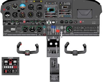 Piper PA34 Seneca Aircraft Cockpit Training Poster - Flight Schools, Pilots, Enthusiasts