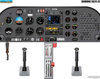 Diamond DA20 Eclipse Aircraft Cockpit Training Poster - Flight Schools, Pilots, Enthusiasts
