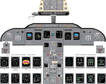 Bombardier CRJ-700/900 Aircraft Cockpit Training Poster - Flight Schools, Pilots, Enthusiasts