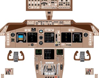 Boeing 747-400 Aircraft Cockpit Training Poster - Flight Schools, Pilots, Enthusiasts