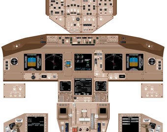 Boeing 777-300 Aircraft Cockpit Training Poster - Flight Schools, Pilots, Enthusiasts