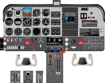 Beechcraft Duchess Aircraft Cockpit Training Poster - Flight Schools, Pilots, Enthusiasts