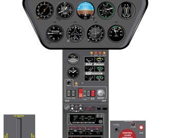 Robinson R44 Raven Helicopter Cockpit Training Poster - Flight Schools, Pilots, Enthusiasts