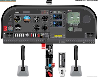 Diamond DA40 Diamond Star Aircraft Cockpit Training Poster - Flight Schools, Pilots, Enthusiasts