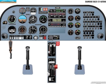 Diamond DA20-C1 Katana Aircraft Cockpit Training Poster - Flight Schools, Pilots, Enthusiasts