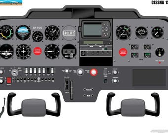 Cessna 150 Aircraft Cockpit Training Poster - Flight Schools, Pilots, Enthusiasts
