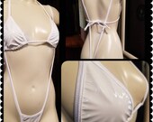 White vinyl PVC slingshot 2 piece bikini