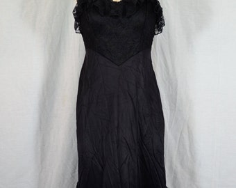 Sexy Black and Dark Brown Peacock Lace Up-Cycled Slip Dress