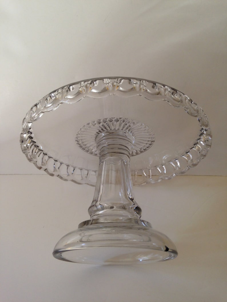 Antique Glass Pedestal Cake Stand Etsy