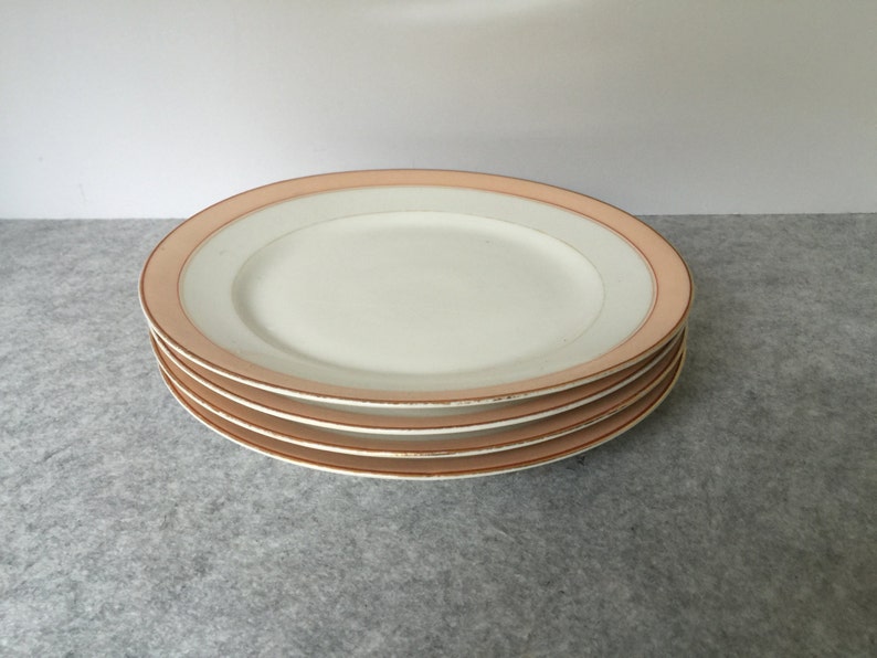 Vintage Set of 4 peach rimmed salad plates