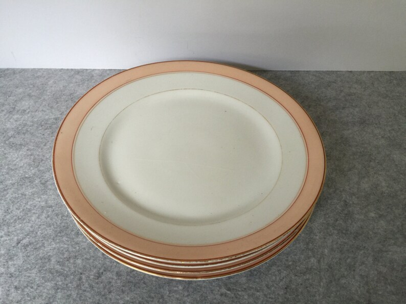 Vintage Set of 4 peach rimmed salad plates