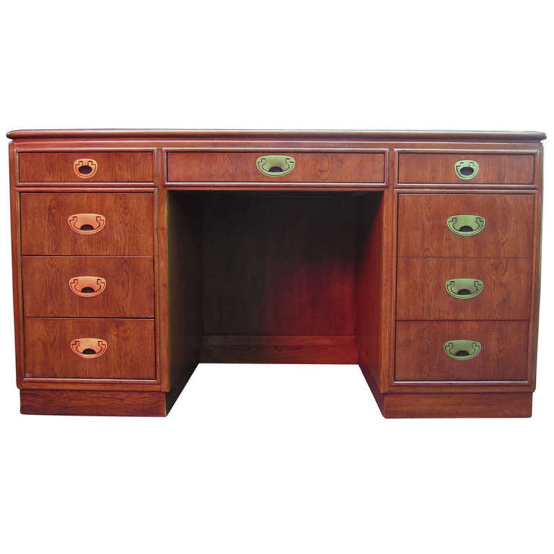 Pedestal Campaign Desk By Drexel Etsy