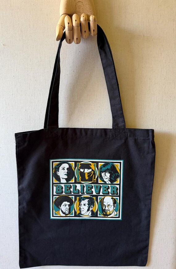 The Believer Magazine Canvas Tote Bag | Literary Magazine Book Lover Tote | Black Graphic Book Bag | Indie Culture Gift | Literary Goods