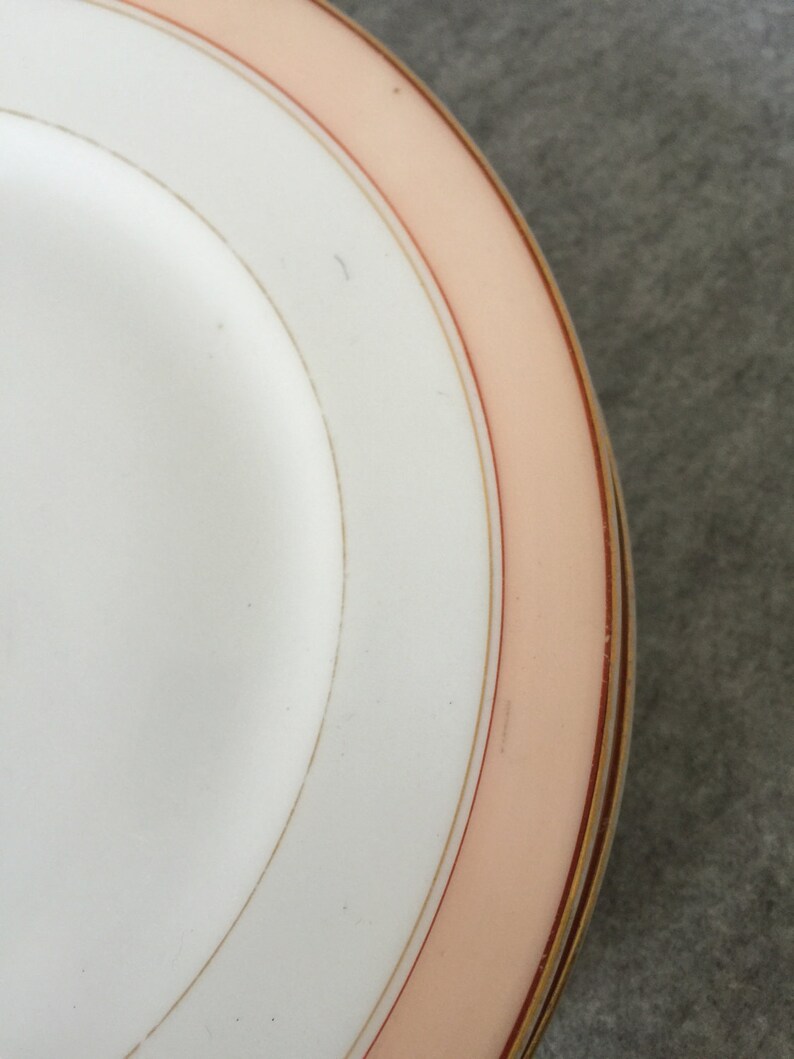 Vintage Set of 4 peach rimmed salad plates