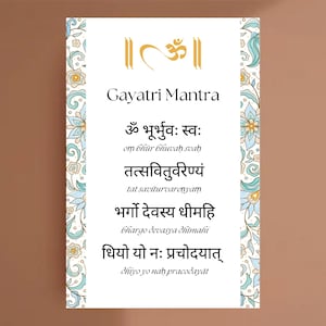 Gayatri Mantra-Poster-Digital Wall Art-Sanskrit-Spiritual Art-Yoga Wall Art-Hindu Philosophy-Mantra Print-Puja Room Decor-Ganesh-Ganapati