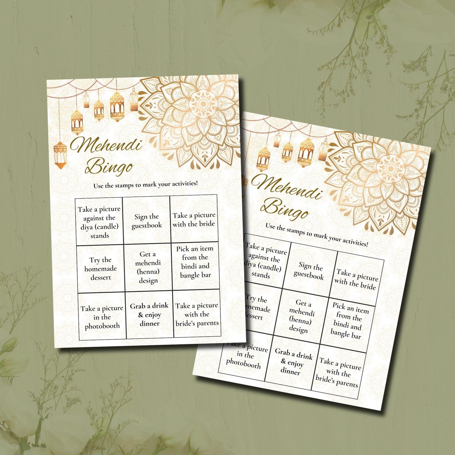 Mehendi Bingo Game: Indian Wedding Activity (digital Download) - Etsy