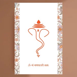 Ganapati Prayer-Poster-Digital Wall Art-Sanskrit-Spiritual Art-Yoga-Hindu Philosophy-Mantra Print-Puja Room Decor-Om Gan Ganapataye Namaha