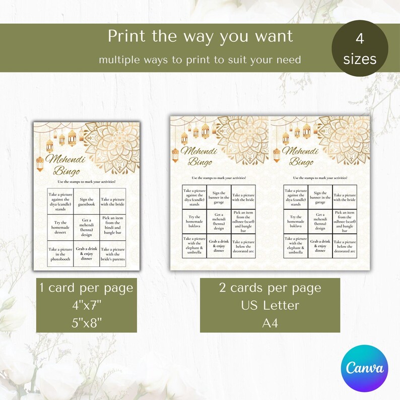 Mehendi Bingo Game: Indian Wedding Activity (digital Download) - Etsy