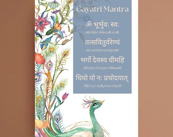 Gayatri Mantra-Plakat-Cyfrowa sztuka ścienna-Sanskryt-Sztuka duchowa-Sztuka ścienna jogi-Filozofia hinduska-Wydruk mantry-Dekoracja pokoju Puja-Ganesh-Ganapati