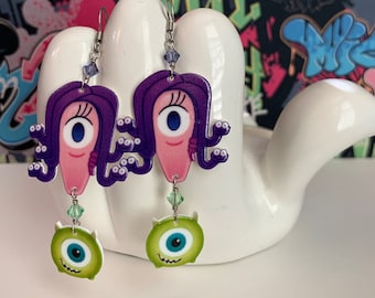 Monster's Inc Celia and Mike Dangle Earrings