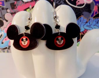 Mickey Mouse Ears Logo Dangle Earrings