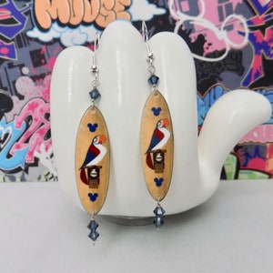 Disney's Tiki Room Bird Pierre Surfboard Dangle Earrings