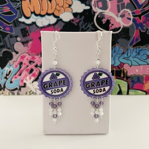 Up Grape Soda Cap Dangle Earrings image 2