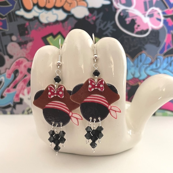 Minnie Mouse Pirate Dangle Earrings