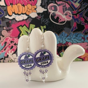 Up Grape Soda Cap Dangle Earrings image 1