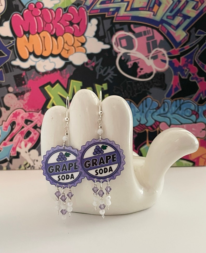 Up Grape Soda Cap Dangle Earrings image 1