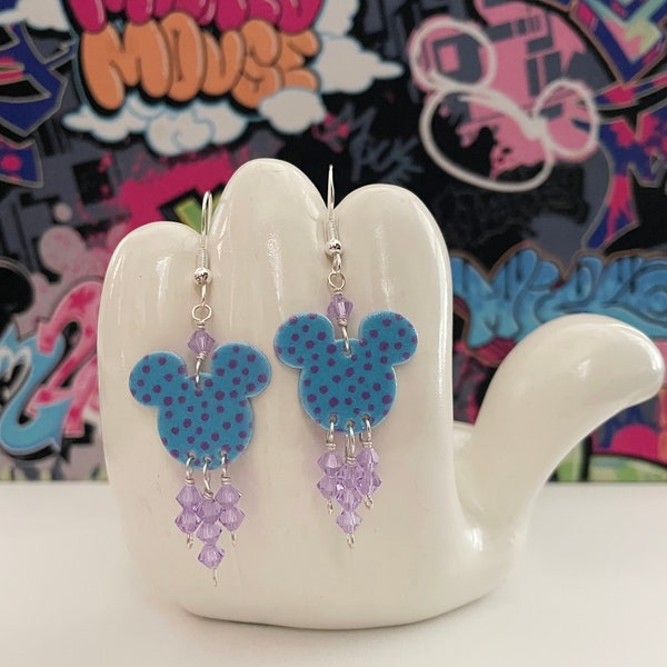 Mickey Mouse Monster's Inc Sulley Theme Double Sided Print Dangle Earrings