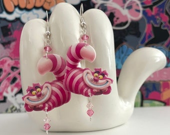 Alice in Wonderland Cheshire Cat Dangle Earrings