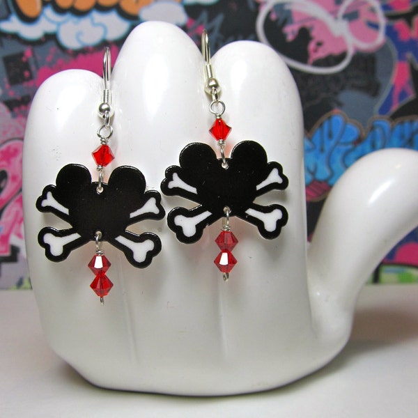 Mickey Mouse Crossbones Dangle Earrings