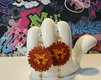 Alice in Wonderland Dandelion Flower Dangle Earrings