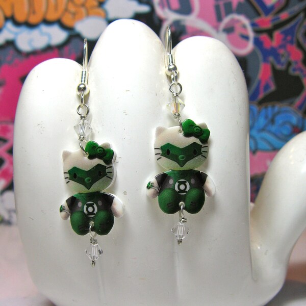Hello Kitty Green Lantern Dangle Earrings